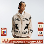 MEDM 复古慵懒情侣翻领针织衫 休闲天使图案刺绣保暖开衫 毛衣冬季