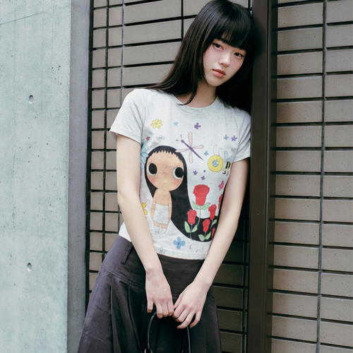 MEDM×YUY玉联名 大图印花女款休闲圆领短袖通勤可爱风百搭T恤夏