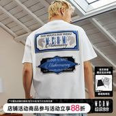 女设计感小众美式 T恤短袖 休闲体恤男 毛巾绣夏季 MEDM25SS复古排版