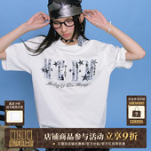 嘻哈夏季 美式 T恤女休闲情侣tee 男士 MEDM25SS星星迸发蕾丝贴布短袖