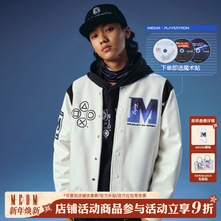 MEDMxPlayStation联名游戏魔术贴光盘棒球服夹克男冬季 外套潮 美式