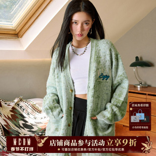 MEDM 薄荷曼波渐变休闲开衫毛衣男女春秋季宽松V领针织衫外套潮牌