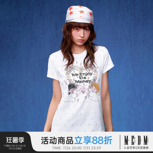 MEDM白色波点碎花短袖T恤女夏
