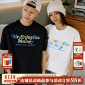 T恤潮牌男女情侣同款 MEDM 马卡龙彩色字母毛巾绣休闲圆领短袖 tee