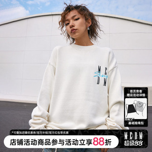 MEDM国潮基础刺绣Logo毛衣男女春秋季高街休闲百搭打底针织衫宽松