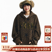 个性 满印豹纹迷彩休闲连帽卫衣秋冬季 美式 MEDM 通勤男女宽松帽衫