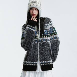 MEDM新年提花logo休闲保暖毛衣秋冬潮流小众设计感男女同款针织衫