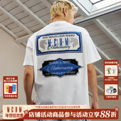 MEDM25SS复古排版 休闲体恤男 女设计感小众美式 毛巾绣夏季 T恤短袖