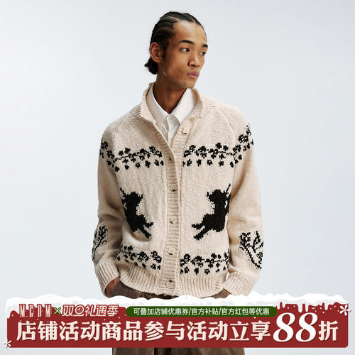 MEDM休闲天使图案刺绣保暖开衫