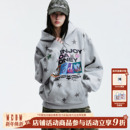 冬 潮流刺绣男女休闲帽衫 MEDM 满印手绘星星加绒保暖连帽卫衣美式