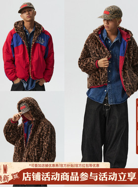 MEDM 双面穿拼色皮草宽松连帽夹克25新品时尚通勤男女休闲外套秋
