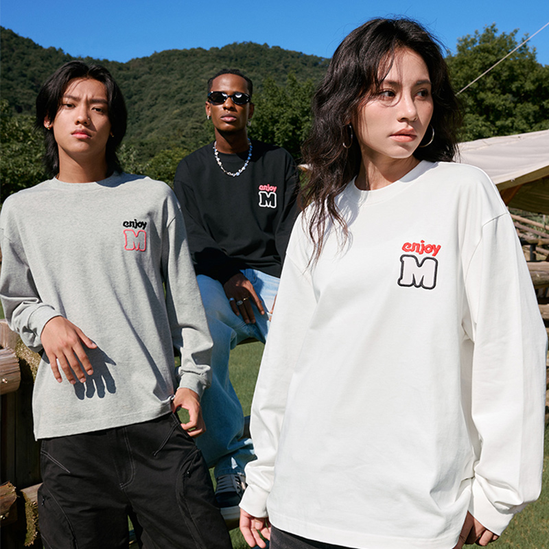 MEDM撞色M刺绣小标基础长袖T恤