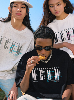 MEDM25SS基础logo排版短袖男美式复古休闲圆领上衣女潮牌夏季T恤