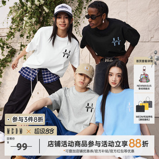 MEDM25SS基礎(chǔ)logo牙刷繡短袖 夏季 美式 高街T恤女潮牌休閑體恤 男士