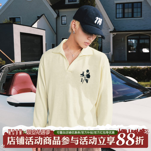 MEDM美式复古刺绣polo衫