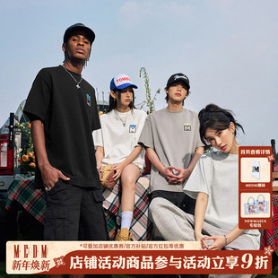 宽松半袖 MEDM夏季 百搭休闲情侣款 T恤男士 体恤女 潮牌撞色M基础短袖