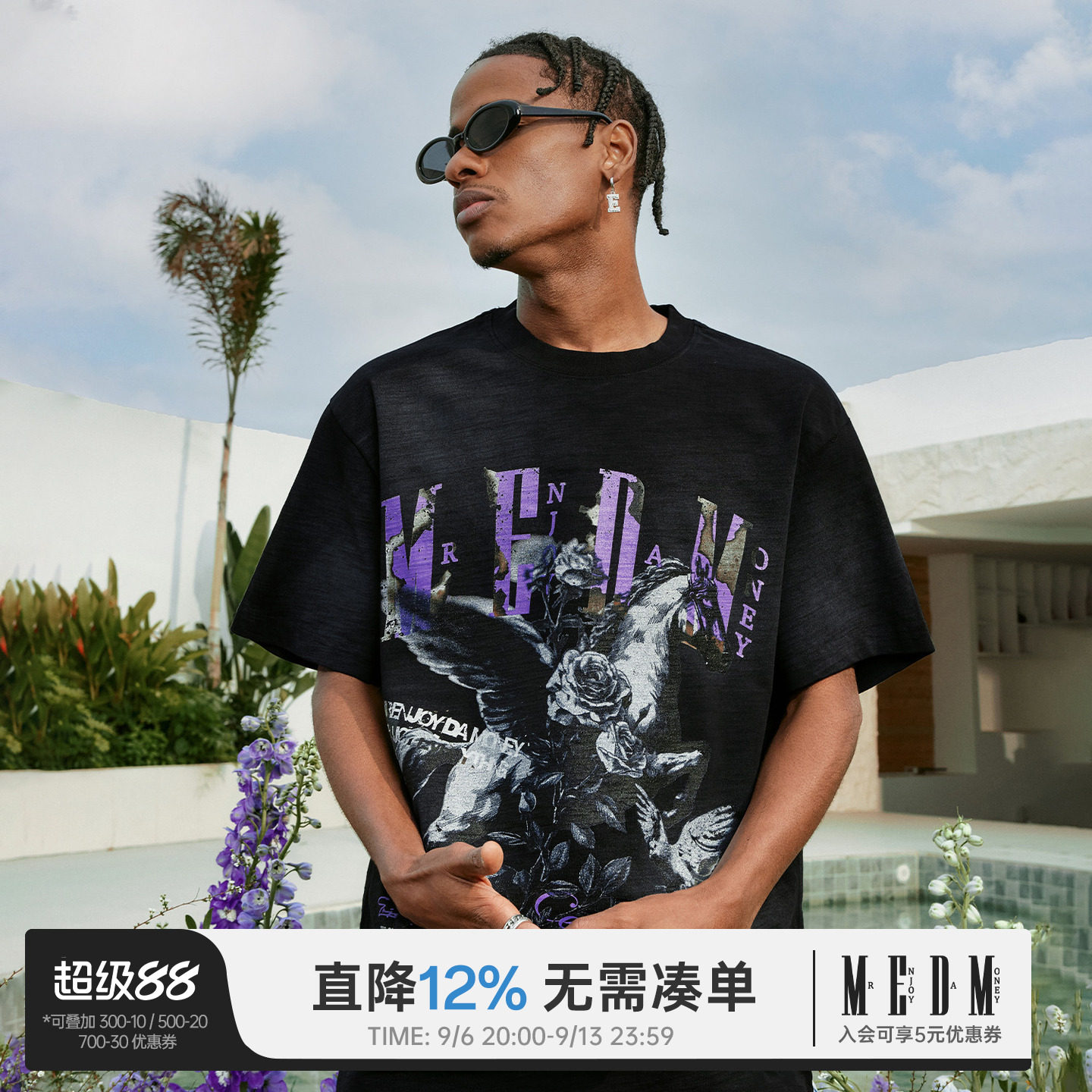 MEDM26SS天马做旧竹节棉短袖图片