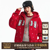 连帽卫衣休闲情侣加绒帽衫 MEDM 闪粉小星星双层刺绣贴皮休闲开衫