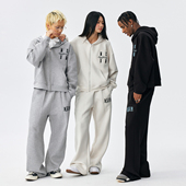 MEDM 潮牌百搭通勤连帽情侣卫衣 字母刺绣空气层基础休闲拉链帽衫