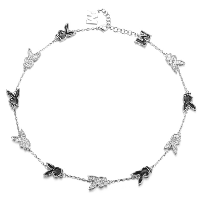 medm x playboy联名款兔耳拼色项链铜镀白金男女同款情侣款