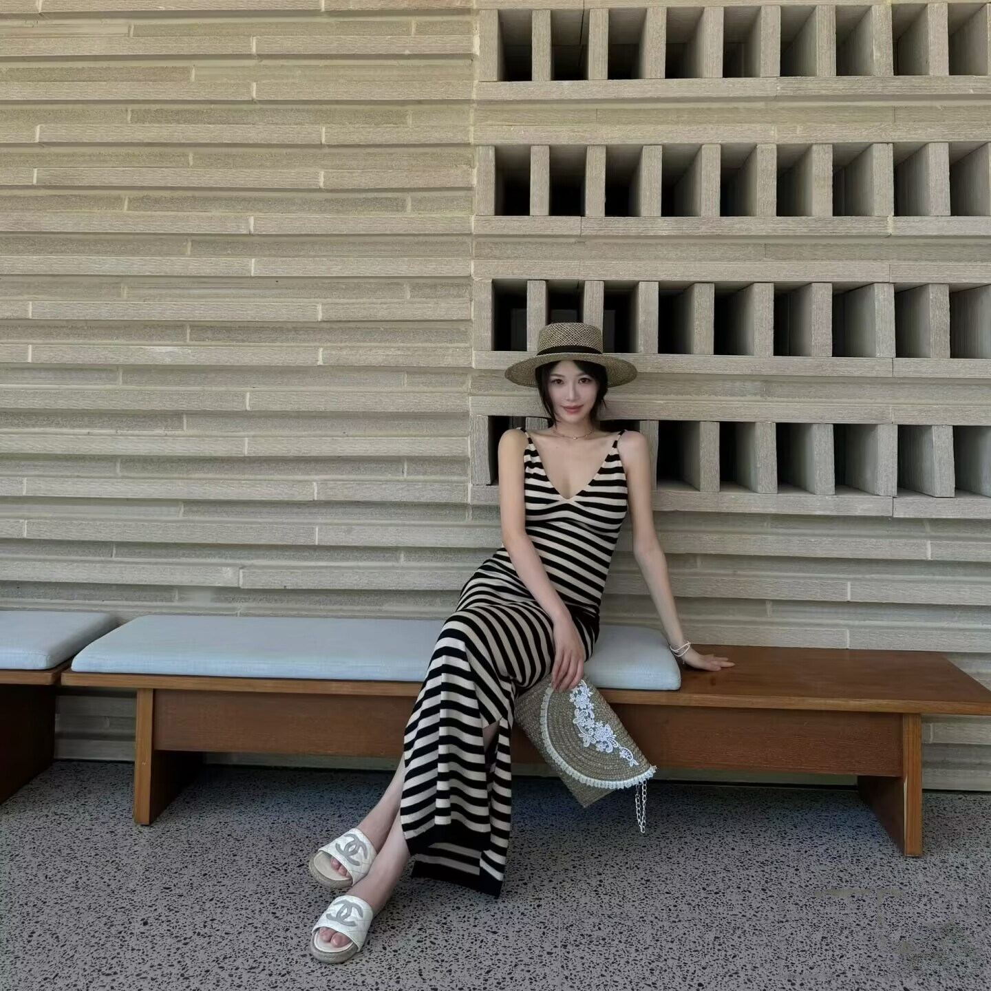 春夏季新款法式复古黑白条纹V领吊带长裙女开叉针织孕妇装连衣裙,孕妇装/孕产妇用品/营养,半身裙,淘宝优惠券,粉丝福利购,淘宝优惠卷