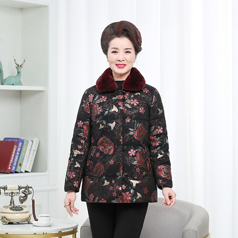 秋之歌Q93030冬装女毛领羽绒服外套奶奶棉袄加厚老人太太保暖衣服