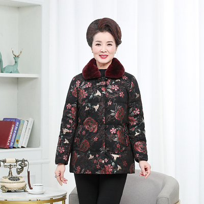 秋之歌Q93030冬装女毛领羽绒服外套奶奶棉袄加厚老人太太保暖衣服