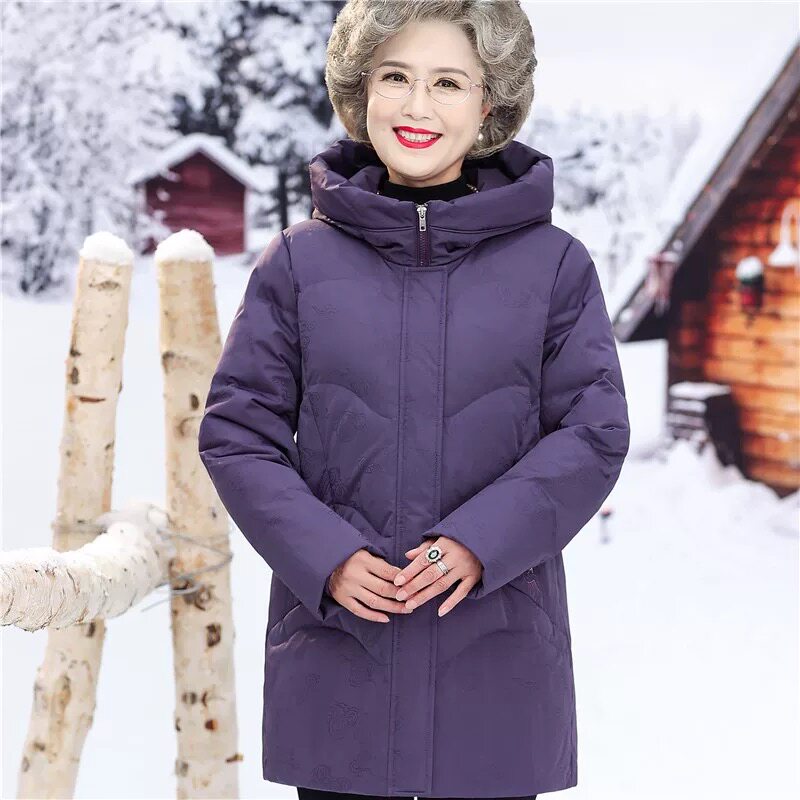 秋之歌白鸭绒衣服中老年女装外套