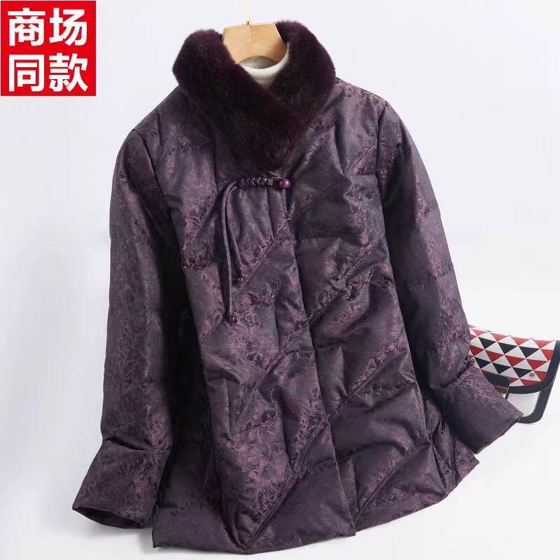 秋之歌Q94046中老年毛领保暖羽绒