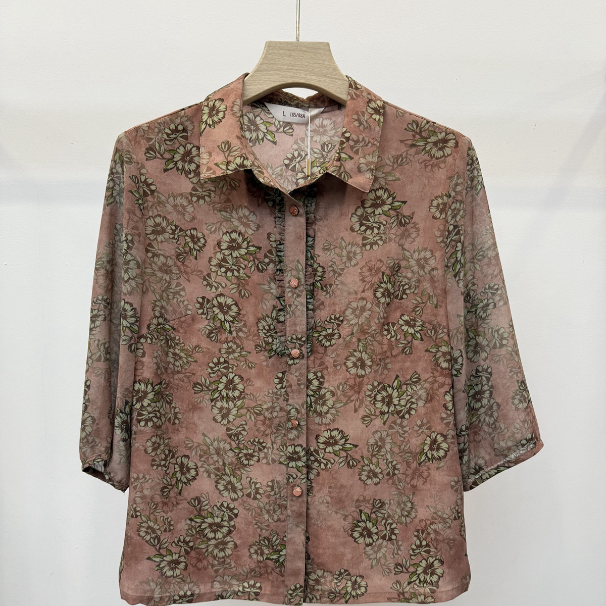 Q35087中老年人妈妈夏装洋气真丝衬衫女60岁70老太太奶奶装上衣服