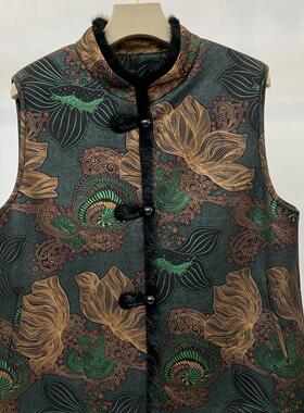 Q94001水貂毛背心女妈春秋冬装马夹60岁70奶奶秋装加厚马甲秋之歌