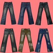 嬉皮废土千禧辣妹喇叭裤 vintage古着美式 复古扎染做旧低腰牛仔裤