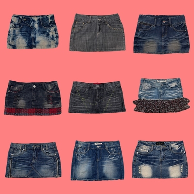 美式复古Y2K低腰牛仔超短裙短裤