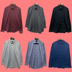 古着vintage春秋日系复古港风文艺条纹格子纯色休闲衬衣衬衫 男女2