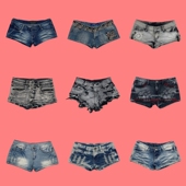 复古亚比朋克涩谷千禧辣妹Y2K低腰牛仔超短裤 C40 vintage古着美式