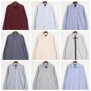 古着vintage宽松美式 男女4 日系港风文艺复古休闲条纹纯色衬衣衬衫