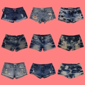 复古哥特风朋克做旧千禧辣妹涩谷牛仔低腰超短裤 古着外贸美式