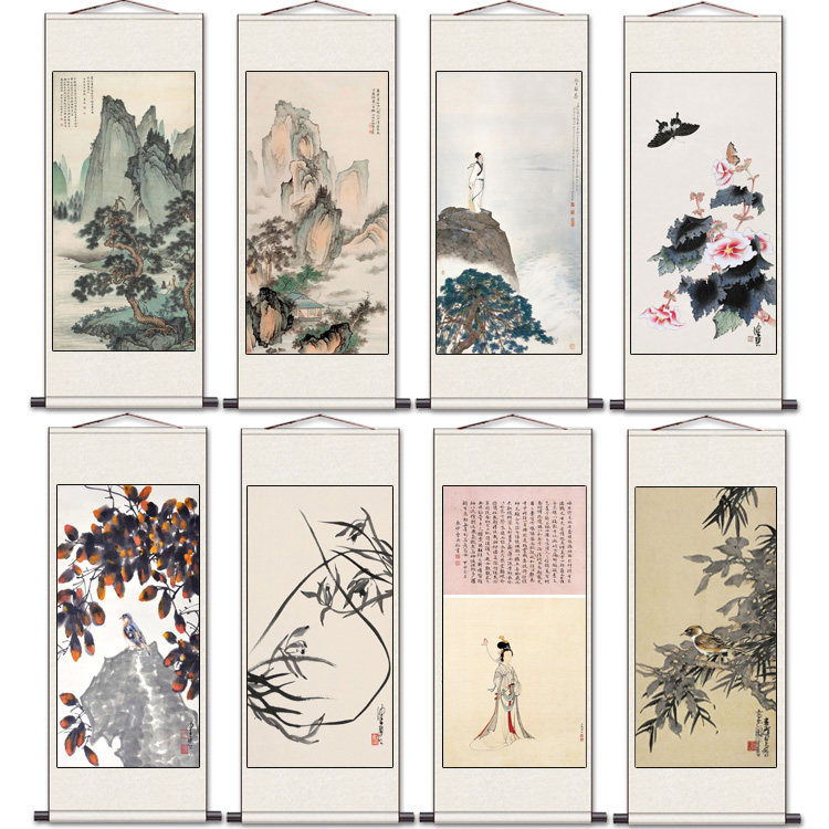 陈少梅山水装饰名家字画国画写意青绿山水仕女古代人物风水挂画