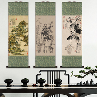 名家字画山水画郑板桥竹子秋色梧桐花鸟字画卷轴酒店大堂挂画送礼