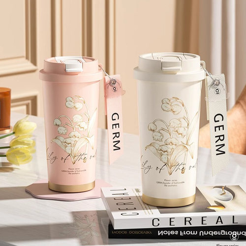 GERM铃兰2024新款保温杯咖啡杯女高颜值大容量吸管水杯子生日礼物