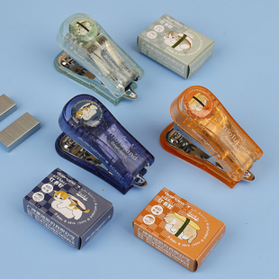 广博猫福珊迪订书机小号迷你随身卡通可爱学生用12号定书机省力型家用儿童订书器办公小型钉书机小巧订书机