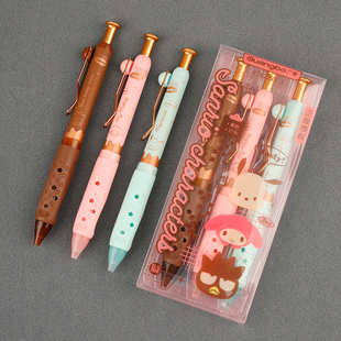 广博三丽鸥联名日系按动中性笔矫姿练字书法笔学生卡通可爱0.5mm黑色备考ST笔尖大容量高颜值按压式刷题笔
