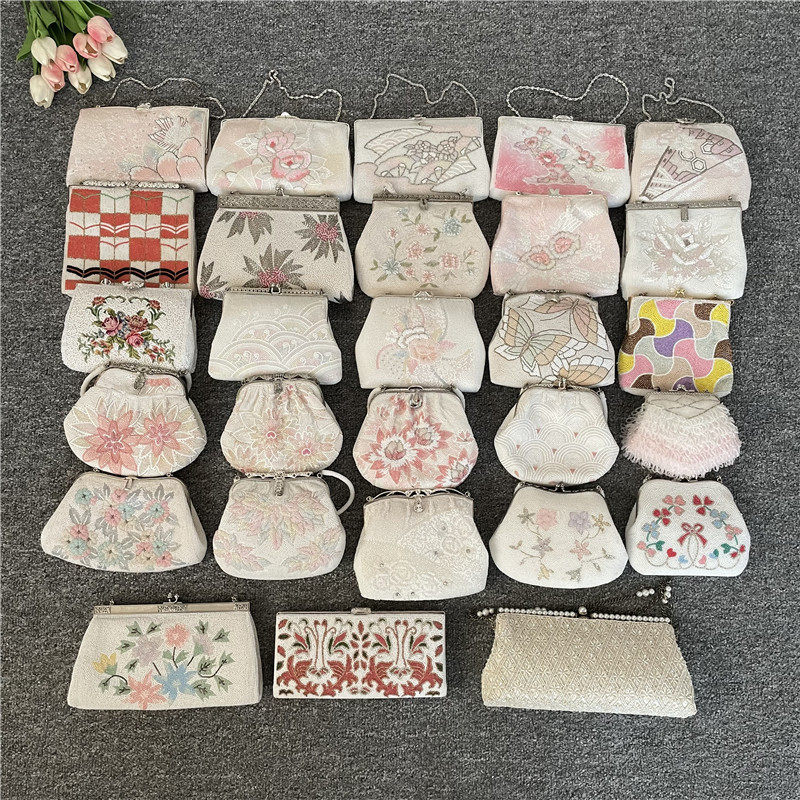 Vintage日本手工串珠包珠绣包中古包口金包晚宴包手提包