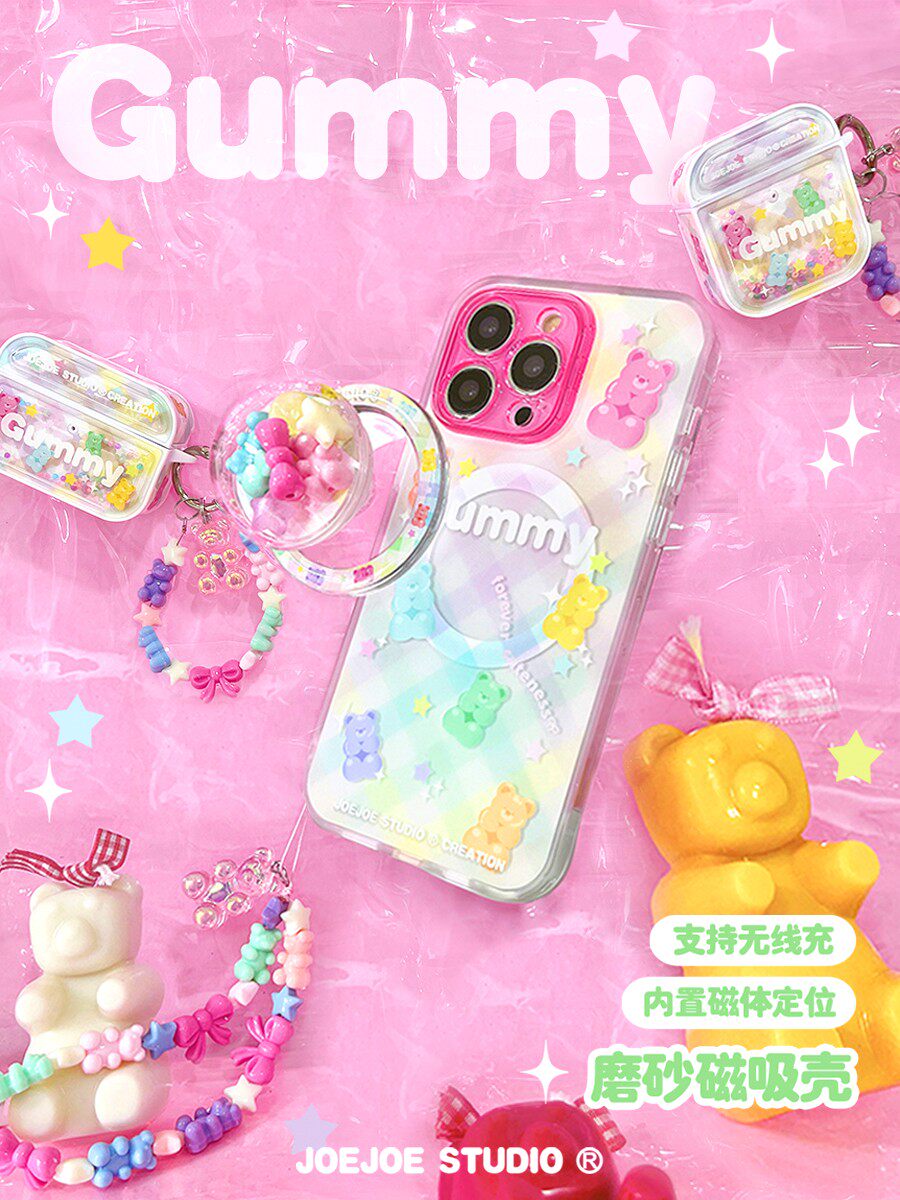 JOEJOE原创小熊糖果适用17Pro苹果iPhone17pro max/Air磁吸magsafe手机壳16Pro/15可爱14保护套13卡通高级感