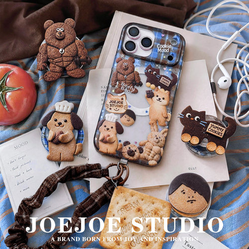 JOEJOE原创肌肉熊曲奇Magsafe磁吸手机壳适用苹果iPhone17ProMax/Air/16Pro/15磁吸支架保护套饼干保护壳