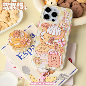 JOEJOE原创夹心饼适用14Pro苹果iPhone15promax磁吸magsafe手机壳13猫咪12小熊饼干保护套新高级感手机套