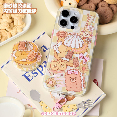 JOEJOE原创夹心饼适用14Pro苹果iPhone15promax磁吸magsafe手机壳13猫咪12小熊饼干保护套新高级感手机套