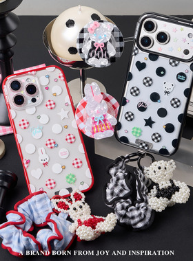 JOEJOE原创圆点贝贝兔子小熊适用Apple17Pro苹果iphone17proMax亮面手机壳16Pro磁吸支架保护壳15/14/13