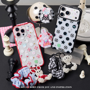 JOEJOE原创圆点贝贝兔子小熊适用Apple17Pro苹果iphone17proMax亮面手机壳16Pro磁吸支架保护壳15/14/13