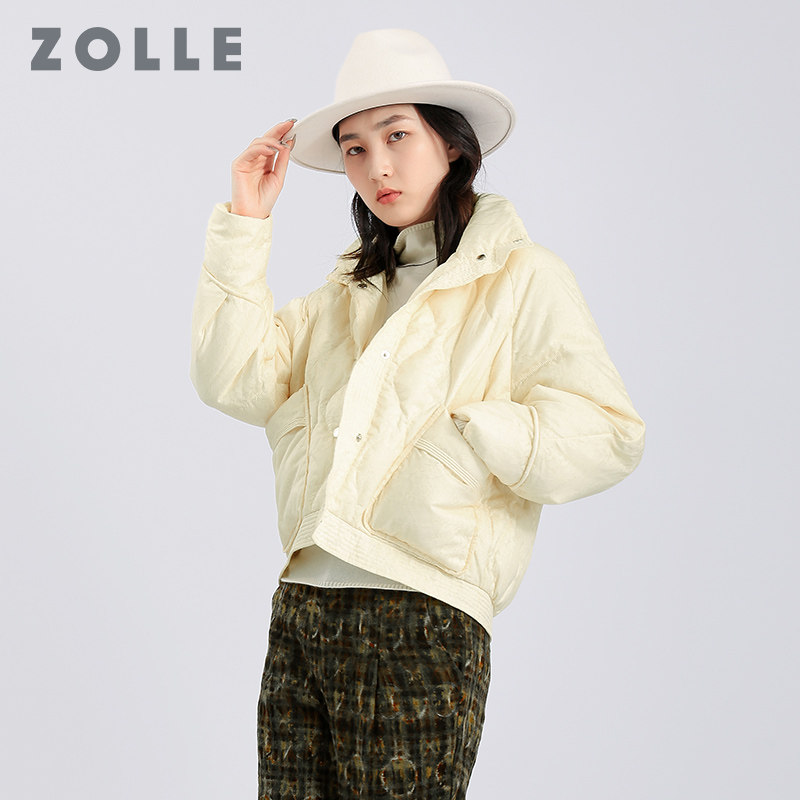 ZOLLE因为秋冬新款纯色百搭短款羽绒服时尚显瘦轻薄保暖外套上衣